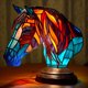 thumbnail image 2 of Luz de mesa de animales retro, vitral de resina, luz de noche, adorno para el hogar (caballo), 2 of 7