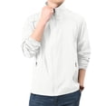 thumbnail image 2 of GrmtClth Mens Loose Fit Lightweight Stand Collar Windbreaker Zip Up Sun Protection Coat Quick Dry Breathable Fabric For Outdoor Vacation Daily Use White L, 2 of 9