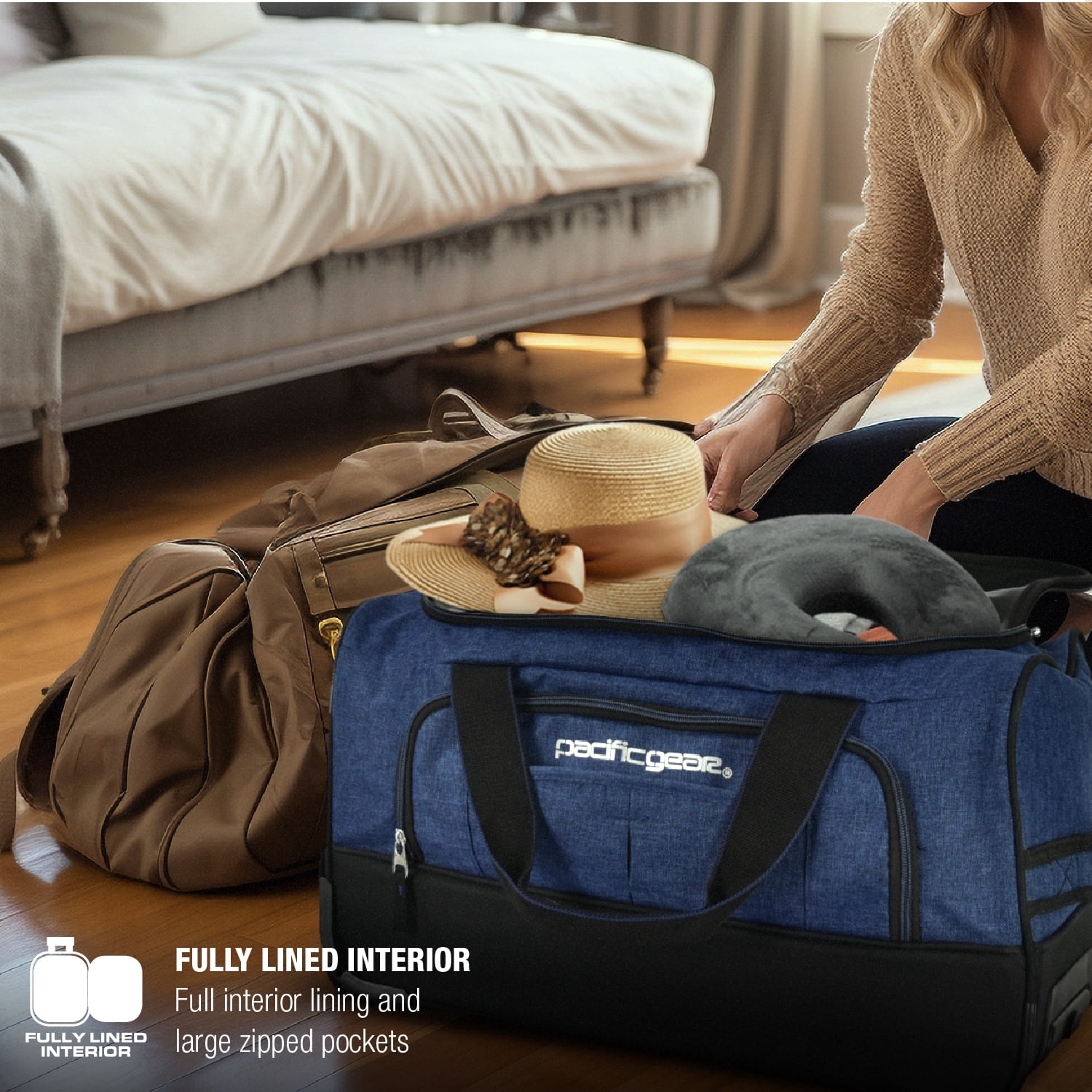 Pacific Gear Keystone 21" Rolling Duffel Bag with Wheels, Navy