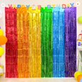 thumbnail image 1 of Cortinas con flecos Emourlych Rainbow Foil, paquete de 4 x 4, 1 of 7