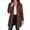 Brown, variant on Winter Jackets for Women Stand Collar Mid Length Lightweight Quilted Puffer Coat Full Zip Jacket, Red S-2XL