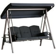 thumbnail image 1 of Outsunny 3 Seater Porch Swing Heavy Duty Outdoor Swing Chair, Black, 1 of 10