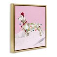 thumbnail image 3 of Stupell Industries Christmas Lights Dachshund Gold Framed Floater Canvas Wall Art, design by Carol Robinson, 18 x 18, 3 of 9