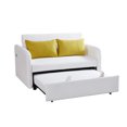 thumbnail image 6 of ARCTICSCORPION Modern Convertible Velvet Sofa Bed with USB Port and Adjustable Backrest, White, 6 of 7