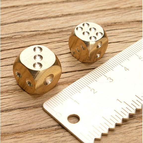 Pack of 6 Solid Color Brass Dice Toys 15mm Six-Sided Square Dice -