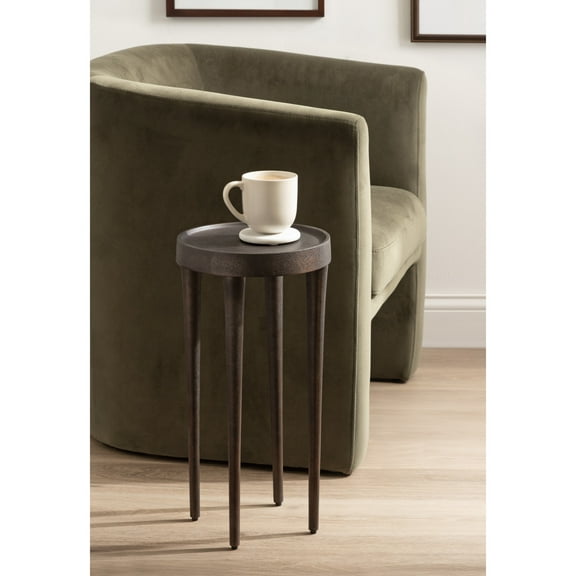 Kate and Laurel Rava Modern Metal Round Drink Table, 10 x 10 x 21, Bronze, Cast Aluminum Accent Table for Use as Indoor Plant Stand or Living Room Decor Piece