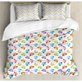 thumbnail image 1 of Owls Duvet Cover Set King Size, Cute Confused Funny Angry Sleeping Colorful Characters Dots Humorous Doodle Style, Decorative 3 Piece Bedding Set with 2 Pillow Shams, Multicolor, by Ambesonne, 1 of 3