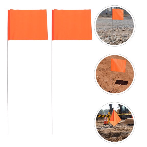 ETEREAUTY 40Pcs Steel Wire Orange Survey Marker Flags for Outdoor Lawn and Field Marking
