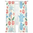 thumbnail image 2 of Sheer Curtains 96 Inches Long 2 Panels, Summer Red Flower Blue Pineapple on Retro Rod Pocket Curtain Voile Draperies, Summer Plant Light Filtering Window Treatment for Living Room Kitchen Bedroom, 2 of 8