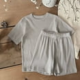 thumbnail image 2 of YunPes Toddlers Plain Cotton Pajama Set Breathable Short Sleeve Crew Neck Top and Shorts Soft Loose Fit 2 Piece Outfit, 2 of 6
