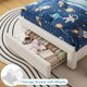 thumbnail image 3 of QinaQin Base de cama infantil matrimonial con luces LED, cabecera con almacenamiento y cajón, estación de carga USB y Type-C, diseño bajo, silencioso y resistente para niñas y niños, 3 of 6