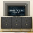 thumbnail image 6 of Anbuy Black 9 Drawer Dresser, Dual Long Chest of Drawers, Large Modern Dresser for Bedroom with Gold Handles (Black), 6 of 7
