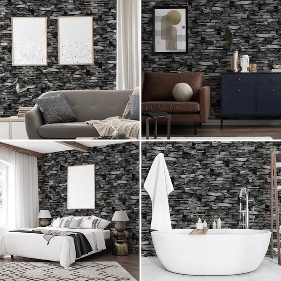 3D Wall Panels Peel and Stick, 20 Pack Waterproof Foam Stone Wallpaper, Self Adhesive Panels for Bedroom, Bathroom and Kitchen Walls