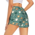 thumbnail image 3 of Vsdgher Flowe Rooster Print Women's Running Double Layer Shorts High Waisted with Pockets Elastic Yoga Workout Athletic Gym Sports, 3 of 8