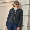 thumbnail image 4 of ieFashion Women's Winter Casual Quilted Jackets Long Sleeve Jacket with Pockets Outerwear Coats,Blue,M, 4 of 8
