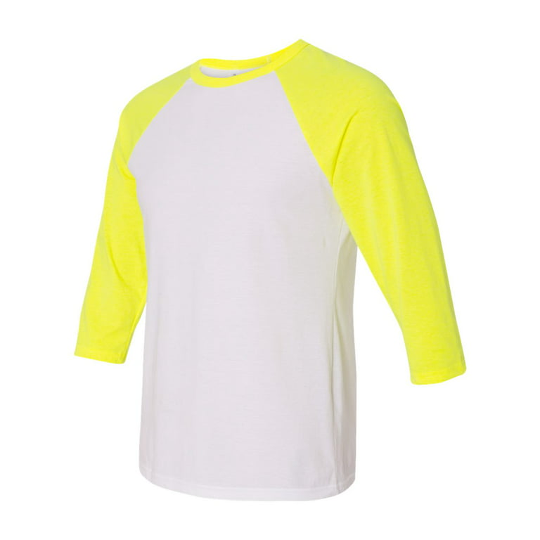 fødselsdag Polering Post Unisex Three-Quarter Sleeve Baseball Tee Color White/ Neon Yellow 2X-Large  Size - Walmart.com