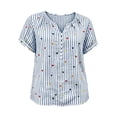 thumbnail image 4 of cocolona Womens Summer Striped Printed Tops Short Sleeve V Neck Loose Shirts Casual Pullover Blouses, 4 of 7