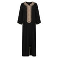 thumbnail image 3 of Men's Muslim Robe Arab Middle Robe Long Style Long Sleeve Embroidered Standing Neck Long Shirt Islamic Wear, 3 of 3
