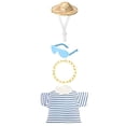 thumbnail image 2 of PiGOGI Summer Porch Goose Outfit Set for 7 Inch Mini Ducks, Striped Shirt Straw Hat Sunglasses, Outdoor Yard Patio Lawn Decor, 2 of 9