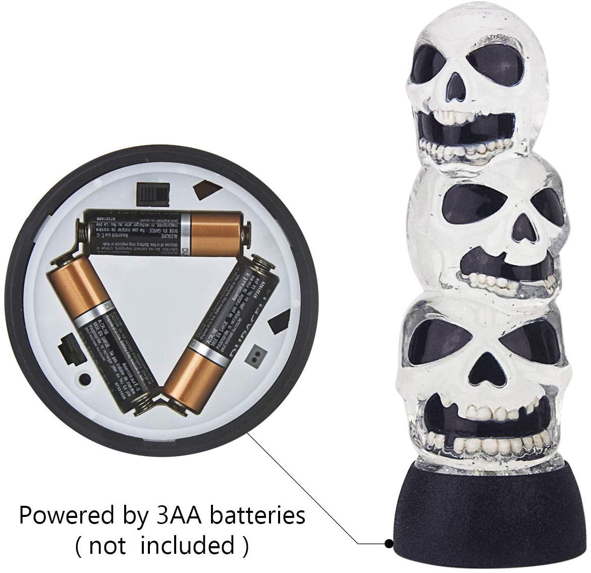 Triple Skulls Stack Tower Led Halloween Snow Globe Table Light Walmart Com Walmart Com