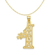 Carat in Karats 14K Yellow Gold #1 Nana Pendant Charm (24.2mm x 14.5mm) With 10K Yellow Gold Lightweight Rope Chain Necklace 16''