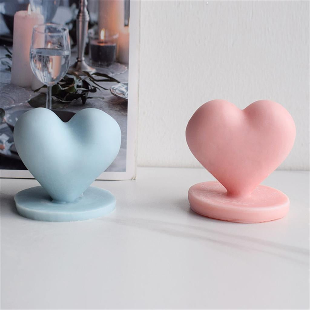 Love-Heart with Base Candle Molds Heart Shape Silicone Moulds Festivals Ornament