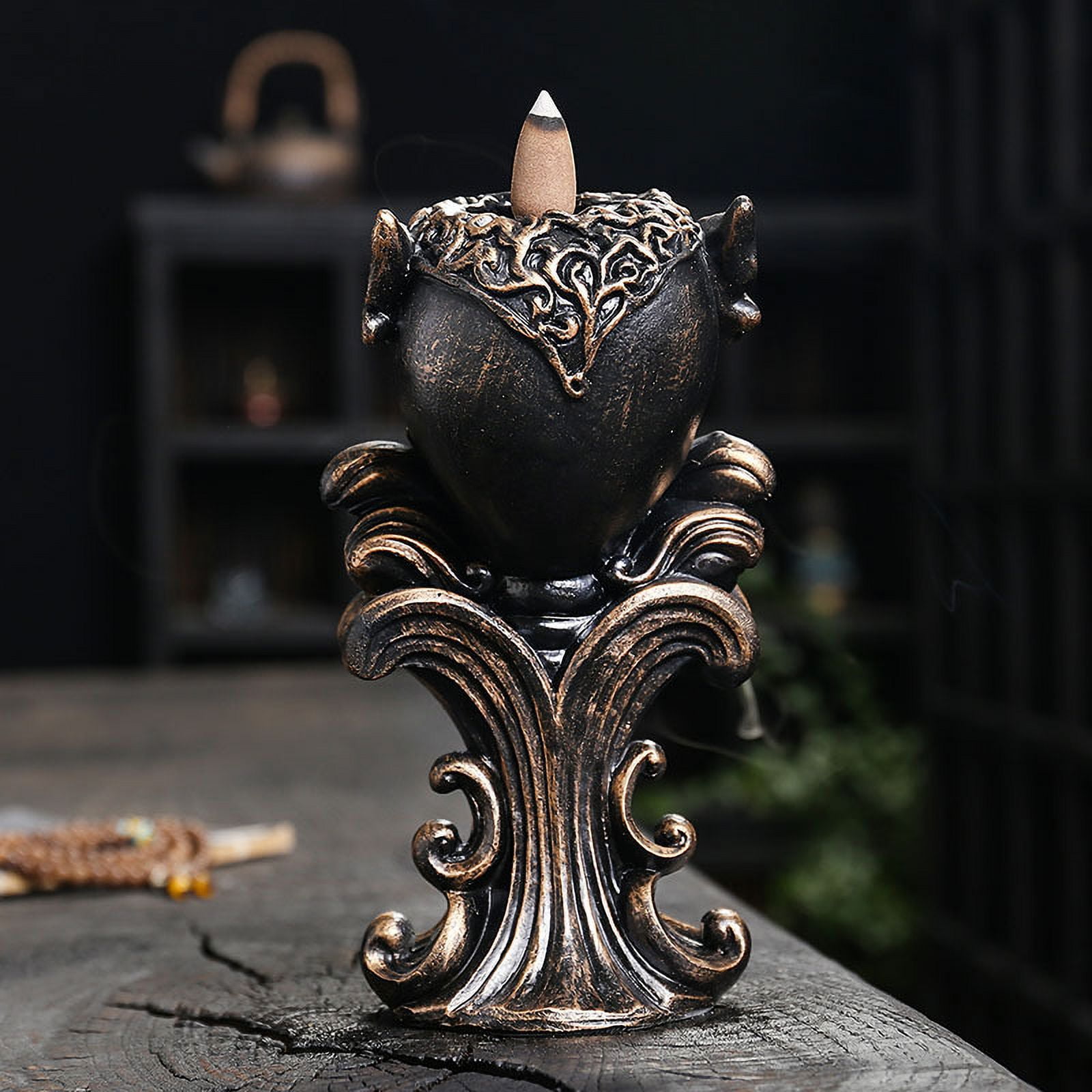 Backflow Incense Holder Burner Resin Skull Incense Burner Waterfall Incense Burner Home Decor