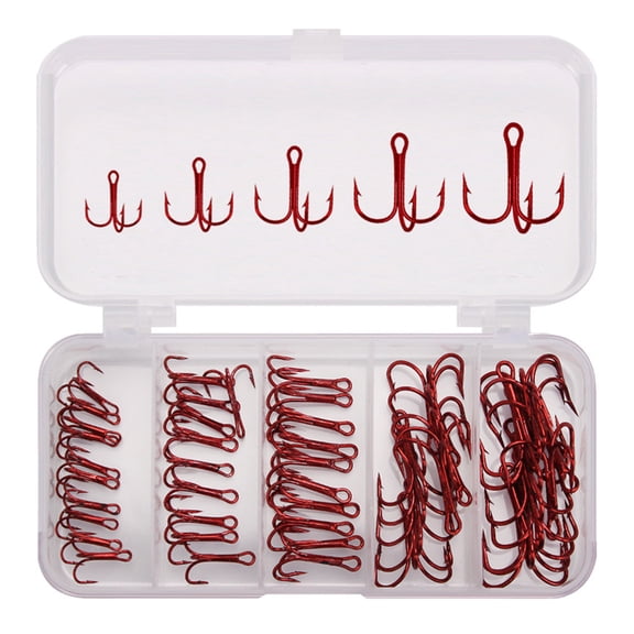 50Pcs Highly Strength Fishing Treble Hook Replacement Reinforced Lures Hook for Freshwater Saltwater Fishing Accessorie