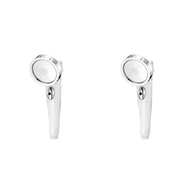Yuarrent Ducha de mano, ducha de lluvia de alta presión, ducha automática con parada de agua, accesorios de baño ajustables de tres blanco plateado 2piezas