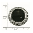 thumbnail image 2 of Stainless Steel Polished Black Glass With Textured Edge Ring Size 9 Ring for Women, 2 of 2