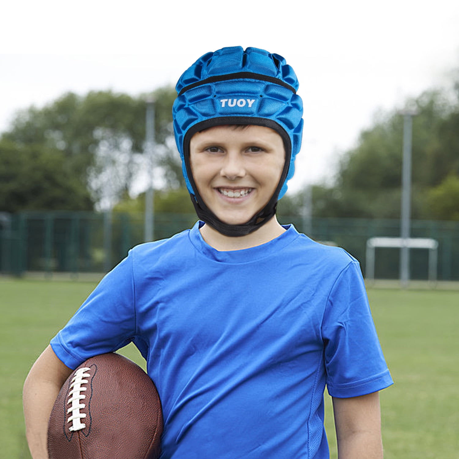 TUOY Kid Youth Soft Football Helmet Flag Football Helmet Pad Headgear Protection Head Guard for Rugby