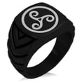thumbnail image 1 of Stainless Steel Celtic Triskele Triskelion Chevron Pattern Biker Style Polished Ring, 1 of 1