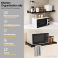 thumbnail image 6 of YIYIBYUS Aluminum Microwave Oven Rack, Microwave Oven Wall Rack, Wall Mounted Microwave Oven Rack for Kitchen Bowls Cups Spice Jars Load Capacity 110.23lbs Black, 6 of 21