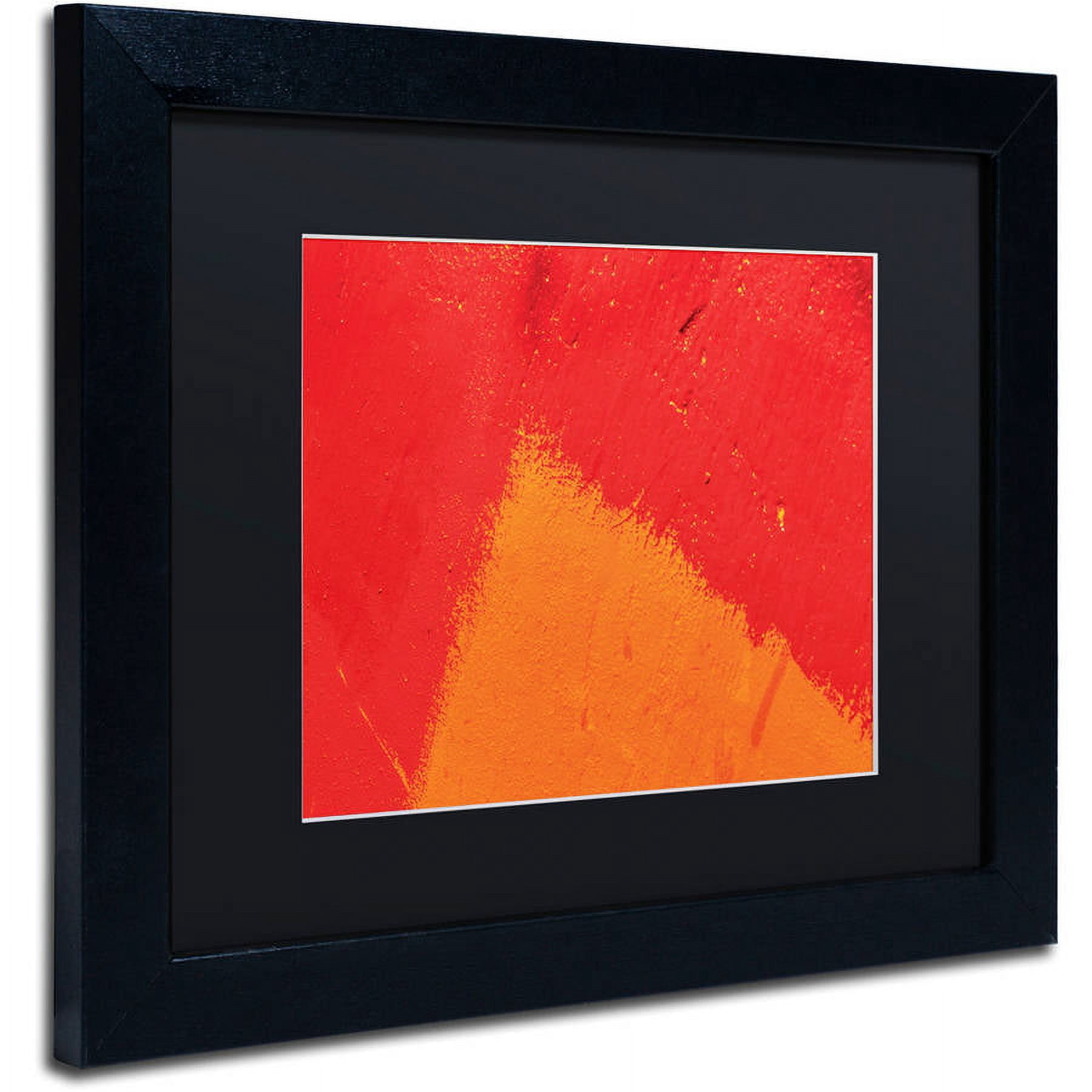 Trademark Fine Art "Abstract Orange Triangle" Canvas Art by Claire Doherty, Black Matte, Black Frame