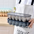 thumbnail image 2 of Caja de almacenamiento para huevos en el refrigerador, organizador apilable para huevos, bandeja para huevos cubierta con tapa ventilada, contenedor organizador de huevos para refrigerador, huevera, 2 of 7