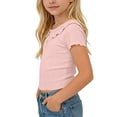 thumbnail image 6 of fatyb Little Girls Cute Tops Summer Blouses with Ruffle Collar Solid Color Casual Short Sleeve Tee Tops, 6 of 7