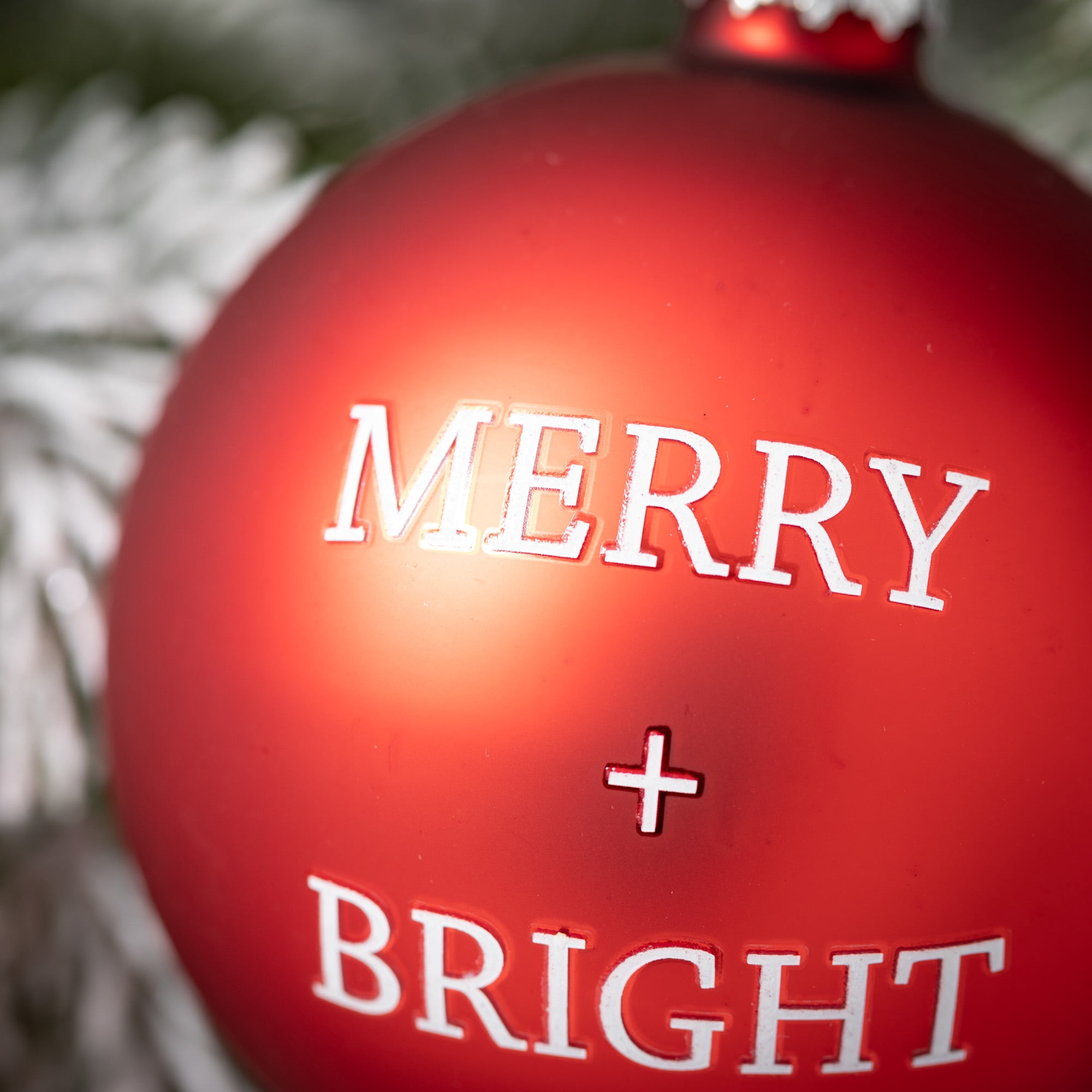 Holiday Text Ball Ornament Multicolor 4"H Glass Set of 3