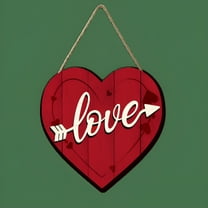 LAMIRO Valentines Day Wooden Door Signs Decoration,Red Heart-Shaped Love Hanging Sign Happy Valentines Day Wall Plaque for Wedding Window Bedroom Decor Indoor Outdoor 12"