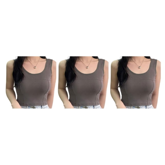 Minnieouse Lencería Camiseta corta sin mangas Camisola ancha Almohadilla sexy Camiseta con cuello cuadrado Chaleco corto Ropa interior deportiva Type1 NO1