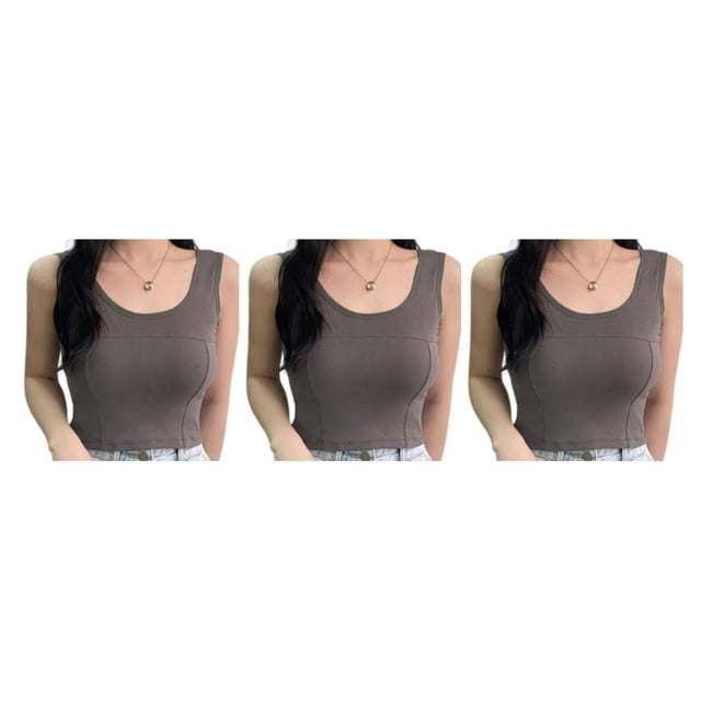 Minnieouse Lencería Camiseta corta sin mangas Camisola ancha Almohadilla sexy Camiseta con cuello cuadrado Chaleco corto Ropa interior deportiva Type1 NO1