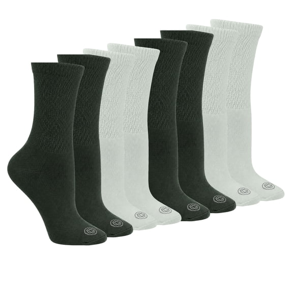Doctor's Choice Diabetic Full Cushion Crew Women's Socks, Medium, Women's Shoe Size 6-10, 4 Pack