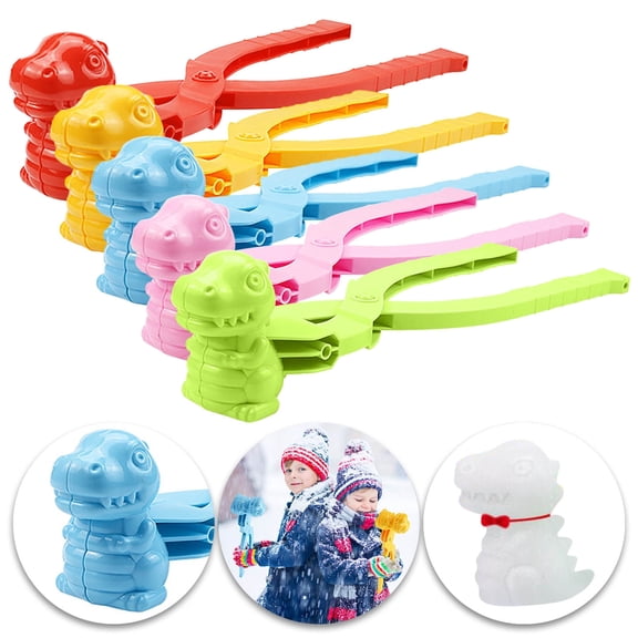 Cevemin 5 Pcs Dinosaur Snowball Maker Clip - Small Plastic Snow Sand Tool for Winter Outdoor Activities and Home Decoration