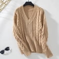 thumbnail image 2 of Timegard Sweaters for Women V Neck Long Sleeve Fall Winter Solid Color Pullover Comfy Warm Knit Tops, 2 of 3