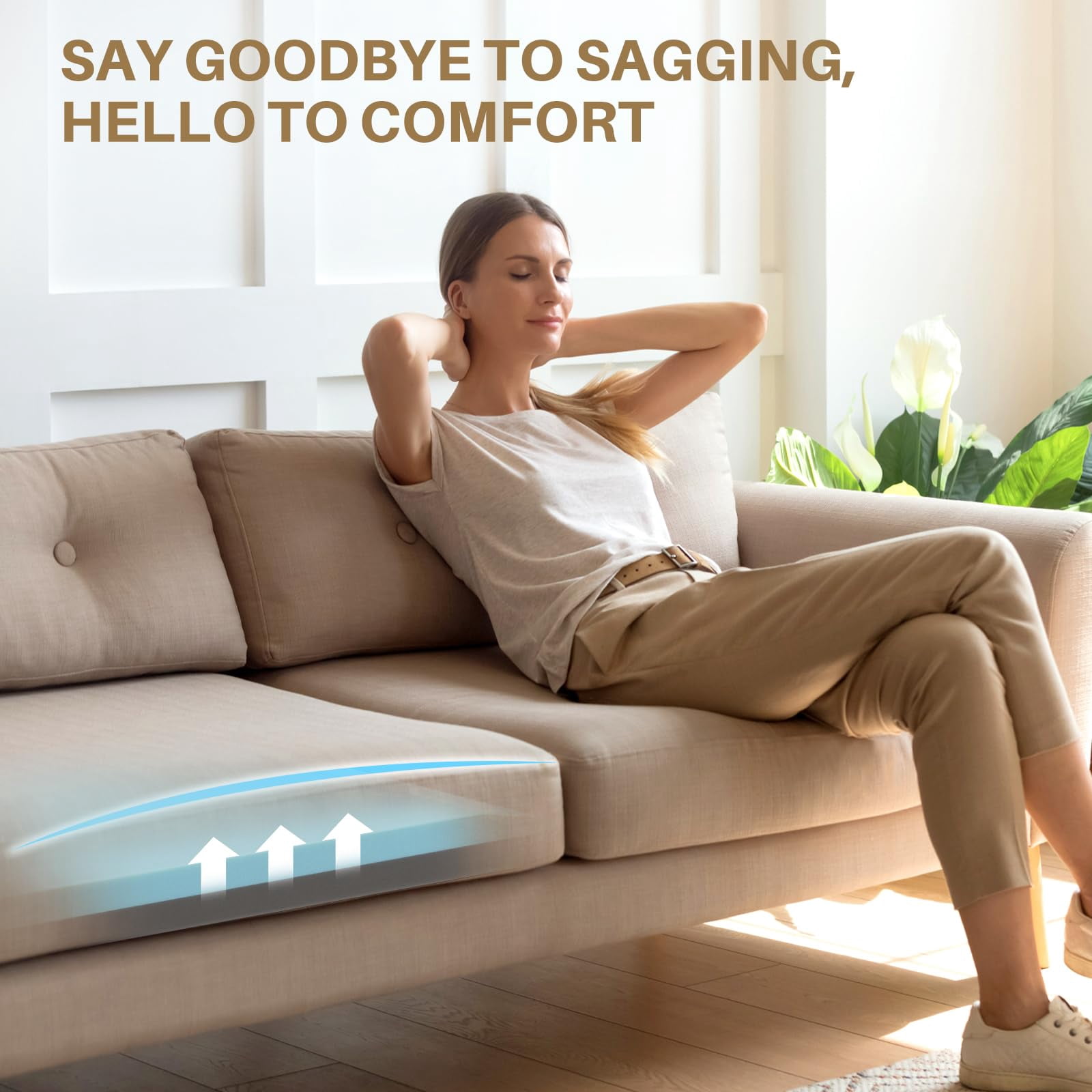 Sellmazon Couch Cushion Support for Sagging Cushions 20''x20'', Two in One Sofa Cushion Support to Repair Sagging Seats, Lift Saggy Seats, Extend Couch's Life, Blue & Grey 1PC