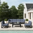 thumbnail image 4 of LayinSun Large Aluminum Patio Furniture Set, 7 Pieces Modern Outdoor Conversation Set Sectional Metal Sofa Set with Olefin Cushion, 4 of 10
