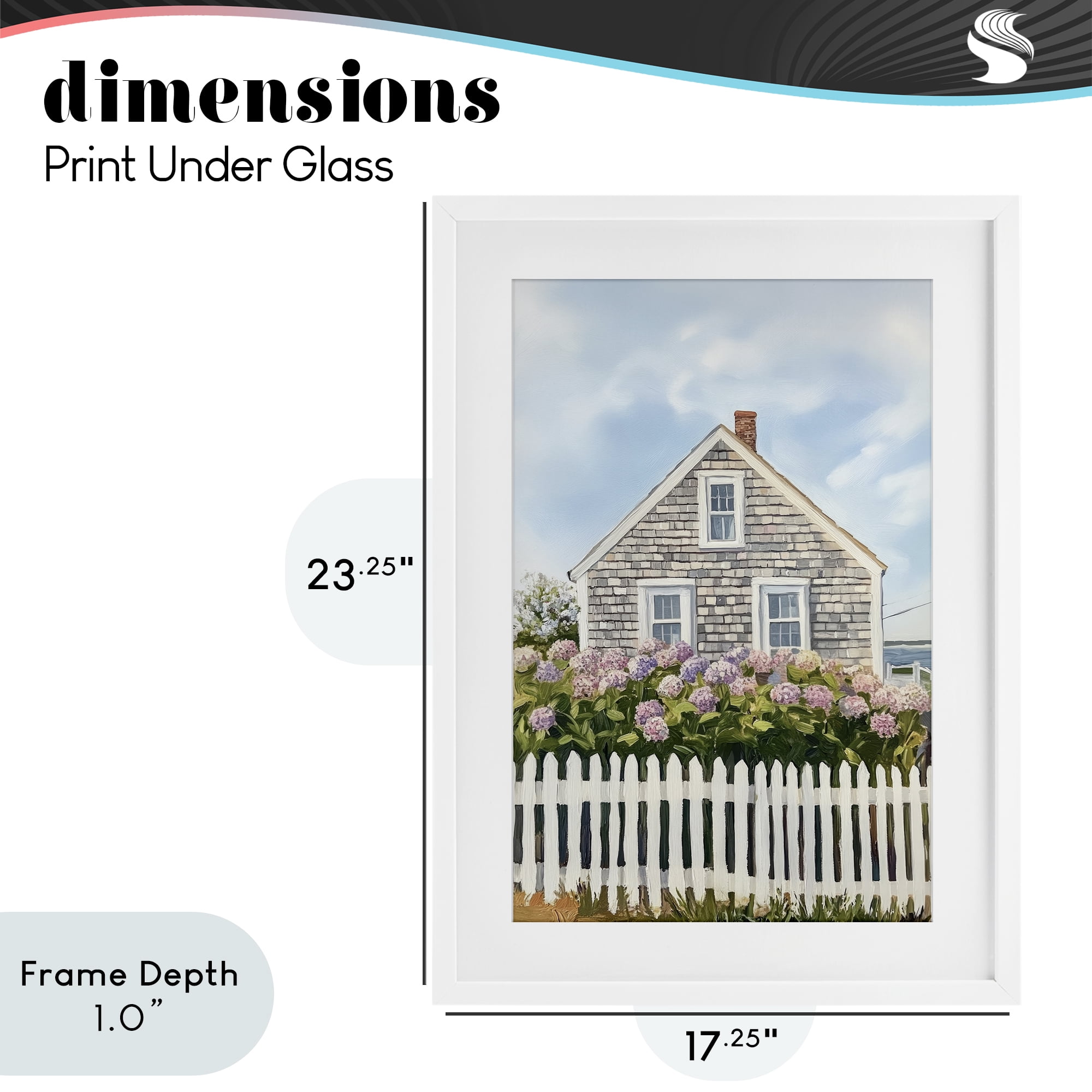 Stupell Industries Coastal Cottage Hydrangea Garden White Framed Print Under Glass, design by Sisi and Seb