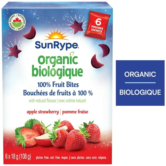 SunRype Organic Fruit Bites Apple Strawberry, 6 x 18 g