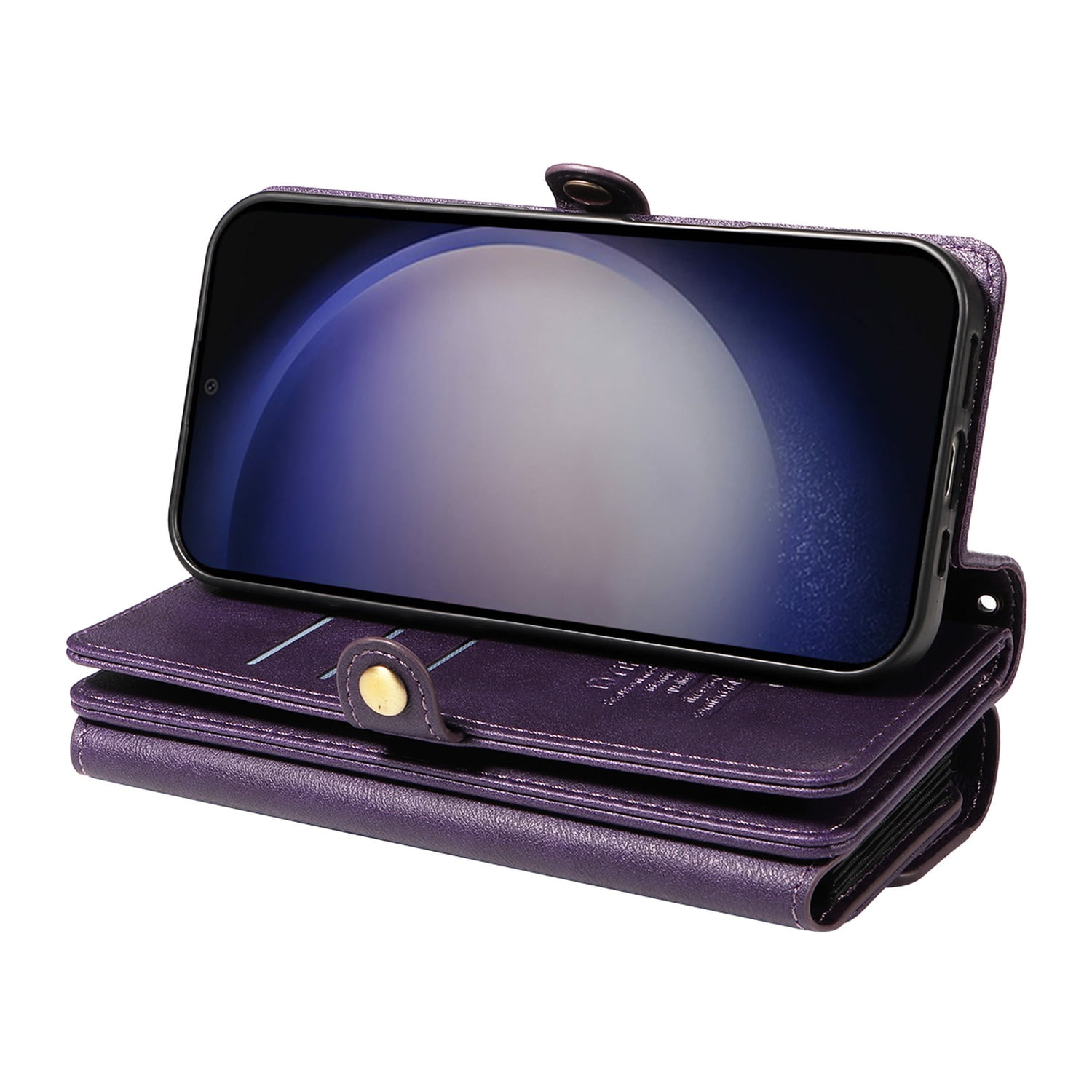 Dteck for Samsung Galaxy S25 FE Case Wallet with RFID Blocking Card Holder for WomenMen, PU Leather Magnetic Snap Flip Zipper Strap Crossbody Wallet Phone Cover 6.7",Purple