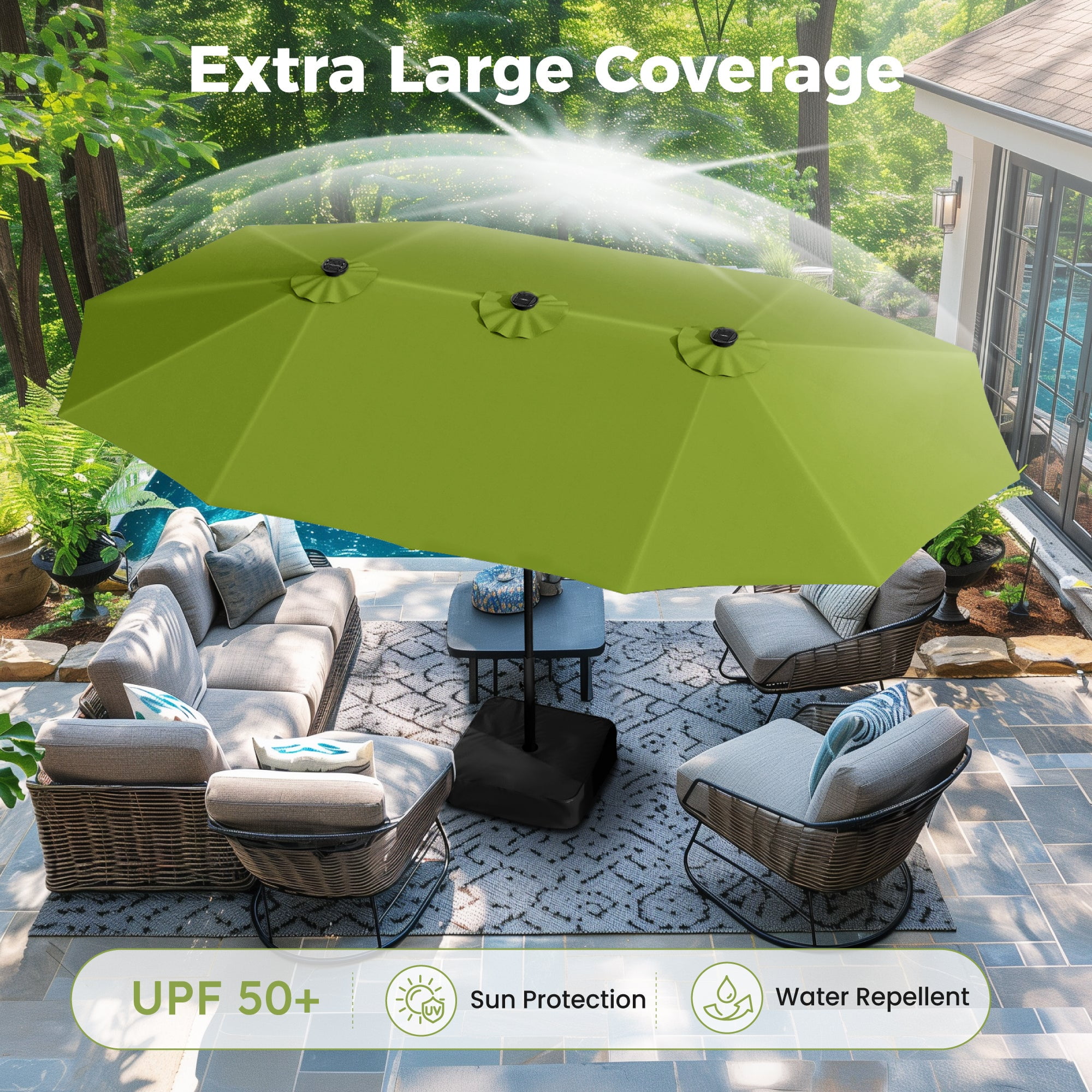 lb international east end patio umbrella 93307 apple green ABBLE Outdoor 9 Ft Pagoda with Crank, Weather Resistant, UV Protection, Durable, 8 Sturdy Steel Ribs, 3 Tier Vented Market Outdoor Table Umbrella,Lime : Patio, Lawn & Garden lasting durability against corrosion Classic Market Umbrella with Aluminum