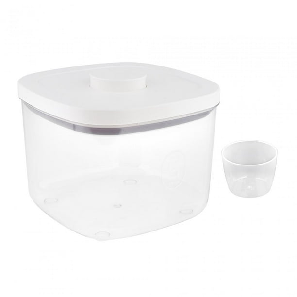 Contenedor de almacenamiento de alimentos para perros, contenedor de comida para gatos con tapa de cierre, dispensador de comida para mascotas a , Transparente